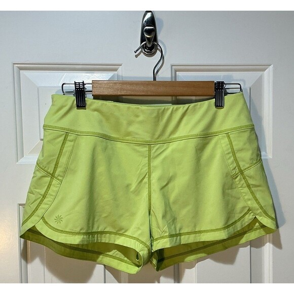 Athleta Running Free Athletic Speed Run Shorts Lined Neon Yellow Size Small - Picture 1 of 5